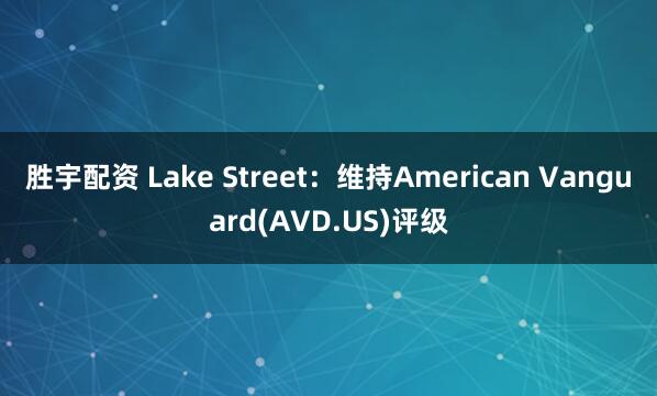 胜宇配资 Lake Street：维持American Vanguard(AVD.US)评级